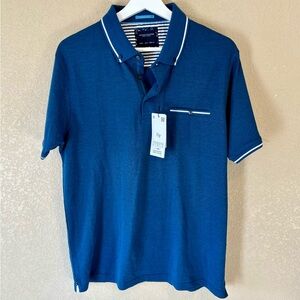 Men's NWT Denim and Flower Ricky Singh Blue Polo Shirt Size L Golf Business